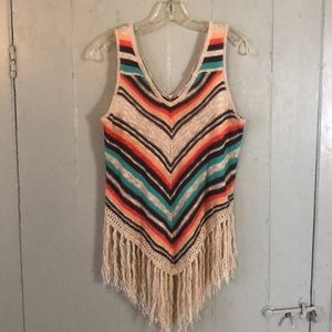Sweater tank with fringe